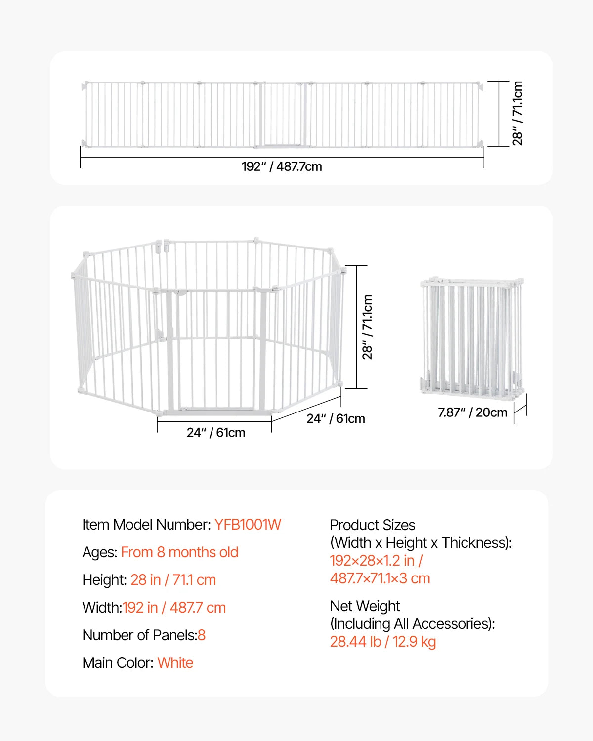 SucceBuy Pressure Mount Baby Pet Safety Gate For Doorways
