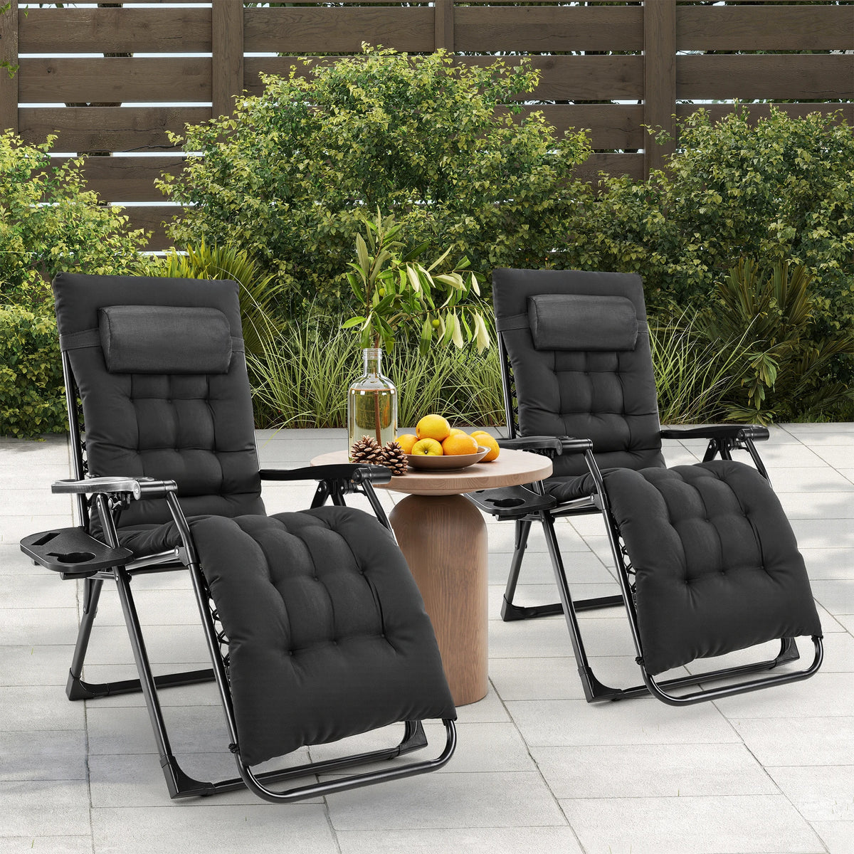 JHK Folding Zero Gravity Recliner Chair With Cup Holders