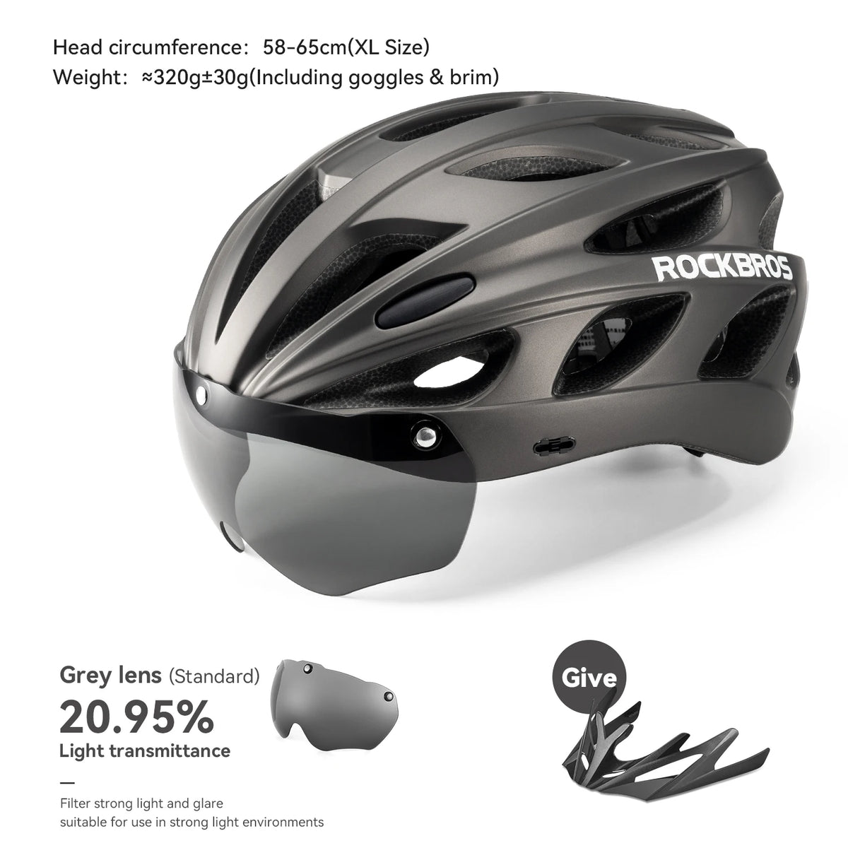 ROCKBROS Cycling Helmet Lightweight Protective Design With Goggles