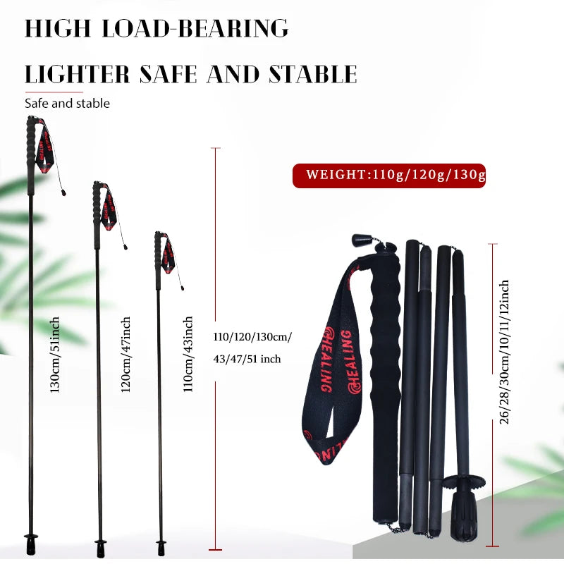 OKHEALING Carbon Fiber Foldable Trekking Poles For Hiking and Travel