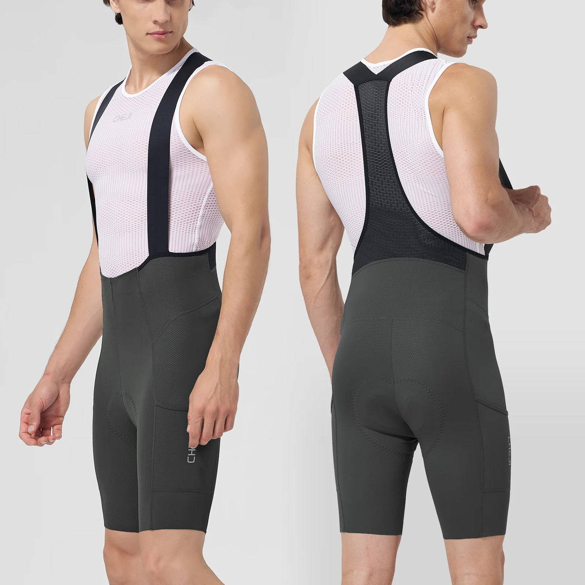 Cheji Men Cycling Bib Shorts Seamless Quick Drying Breathable Fabric