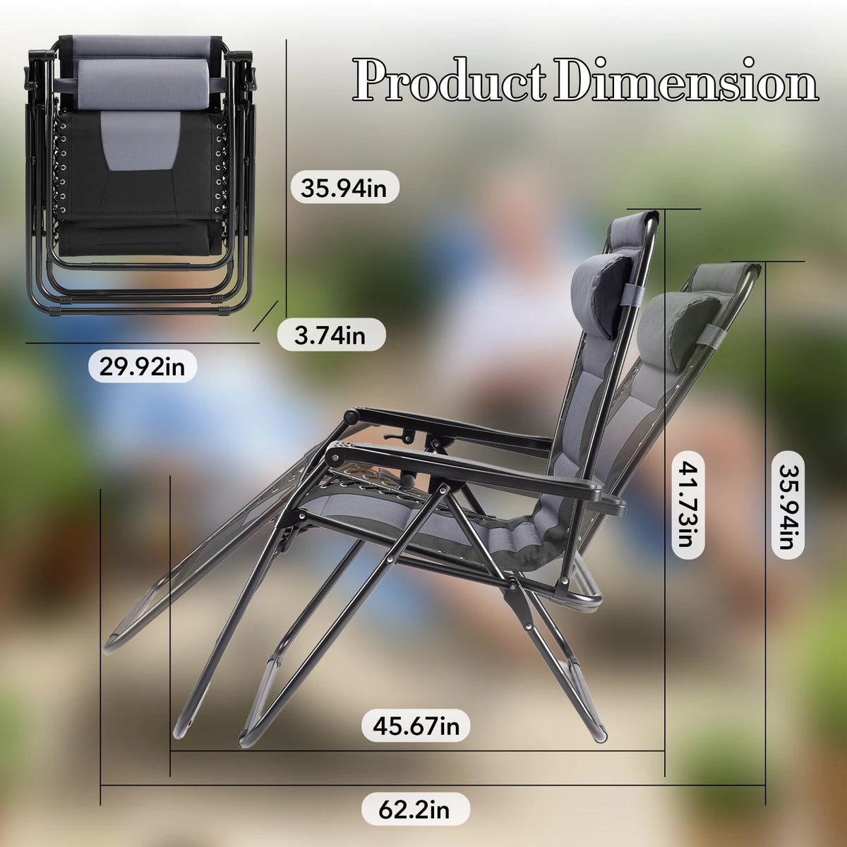 JHK Zero Gravity Foldable Reclining Patio Lounge Chair