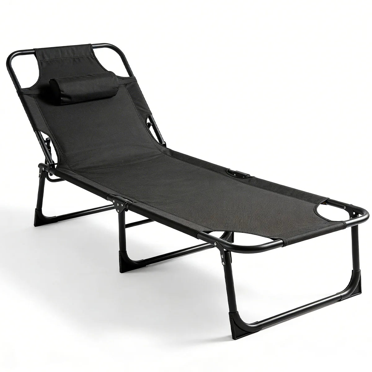 Adjustable Folding Lounge Chair With Removable Cushion And Reclining Back