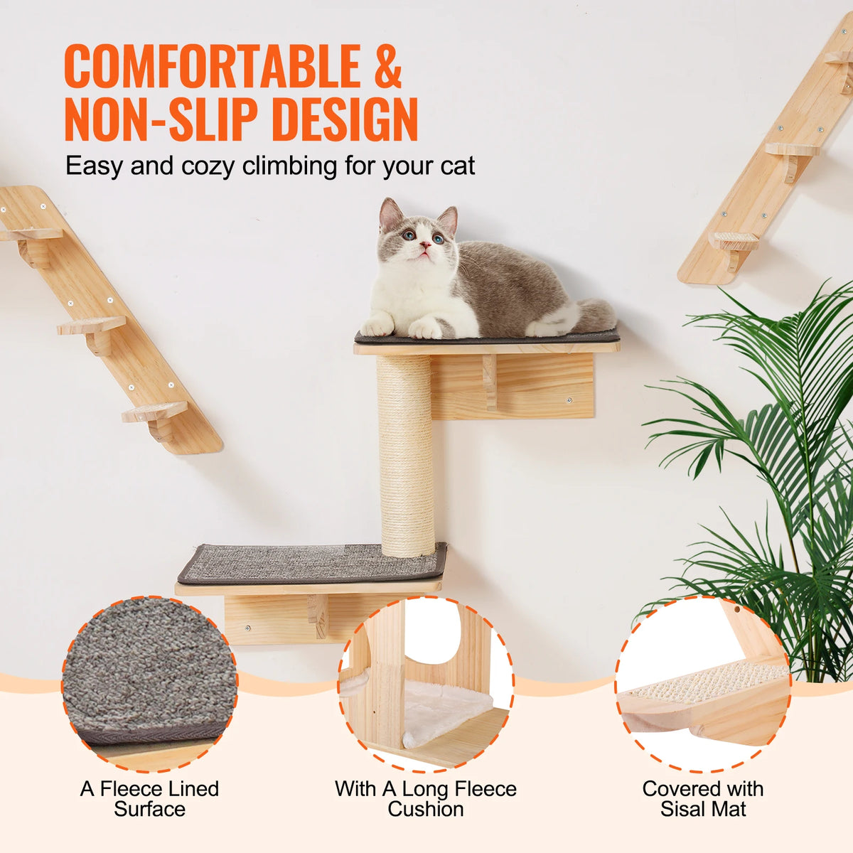 Succebuy Double Wall Mounted Cat Shelves With Perches And Hammocks