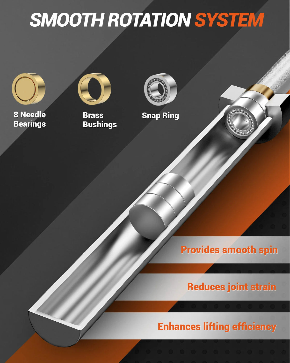 HiMISS Straight Barbell For Strength Training Chrome Finish