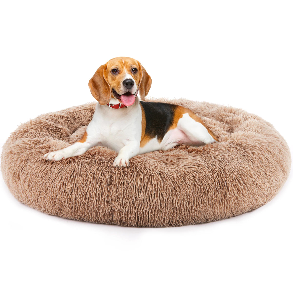 JHK Calming Round Dog Bed With Plush Washable Fleece Cover