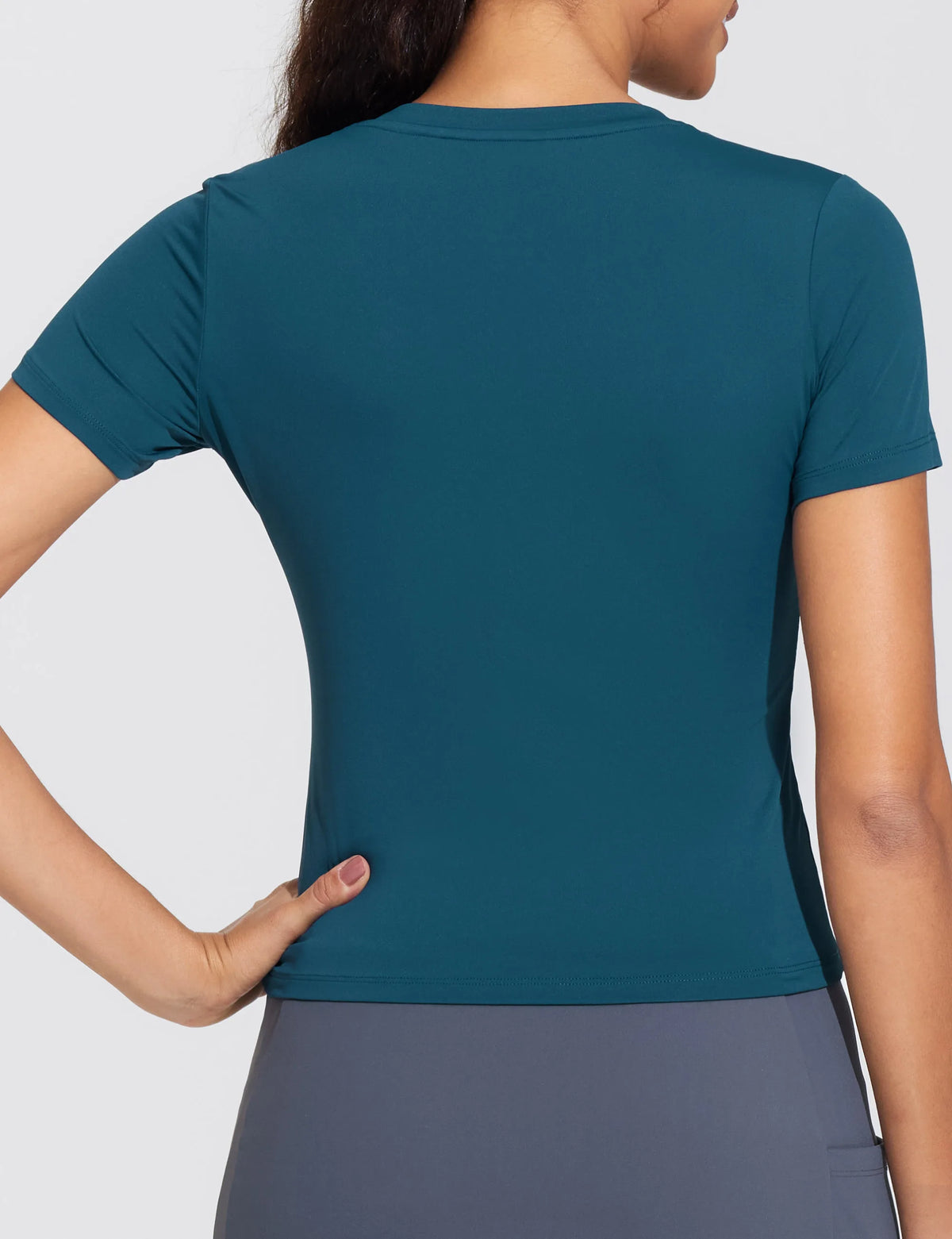 THE GYM PEOPLE Women's V-Neck Crop Workout Yoga T-Shirt