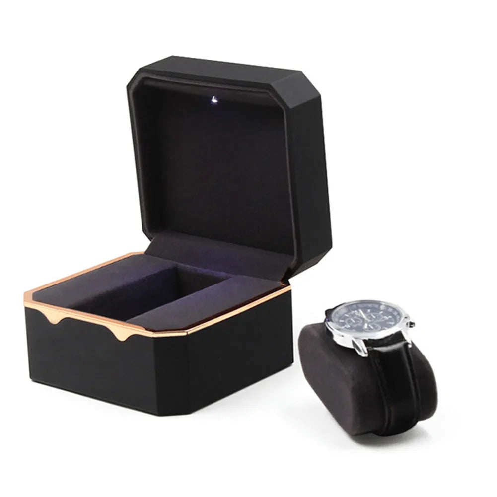 Premium Octagon Flannel Watch Display Case With LED Lighting