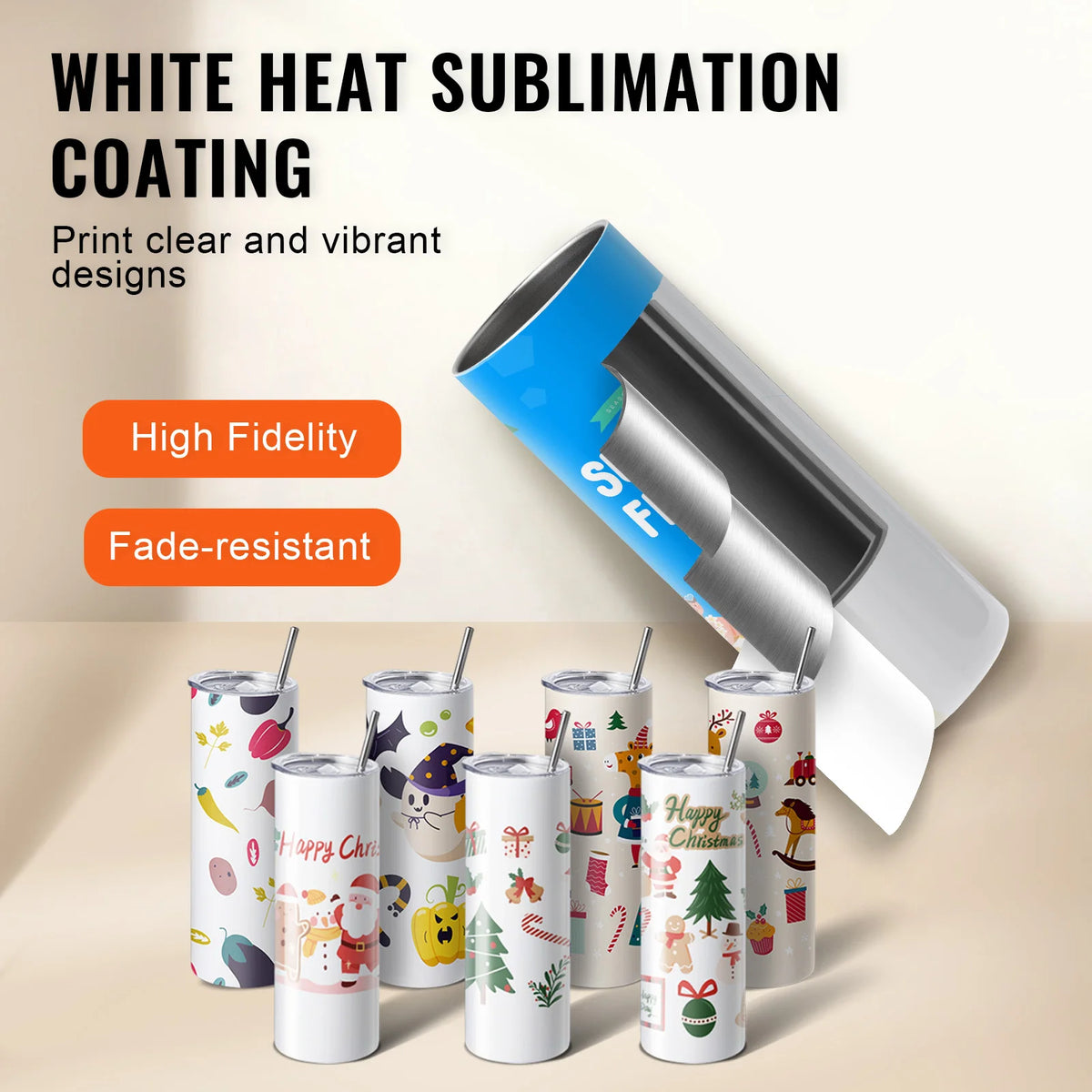 SucceBuy Blank Stainless Steel Sublimation Tumblers for Custom Heat Transfer