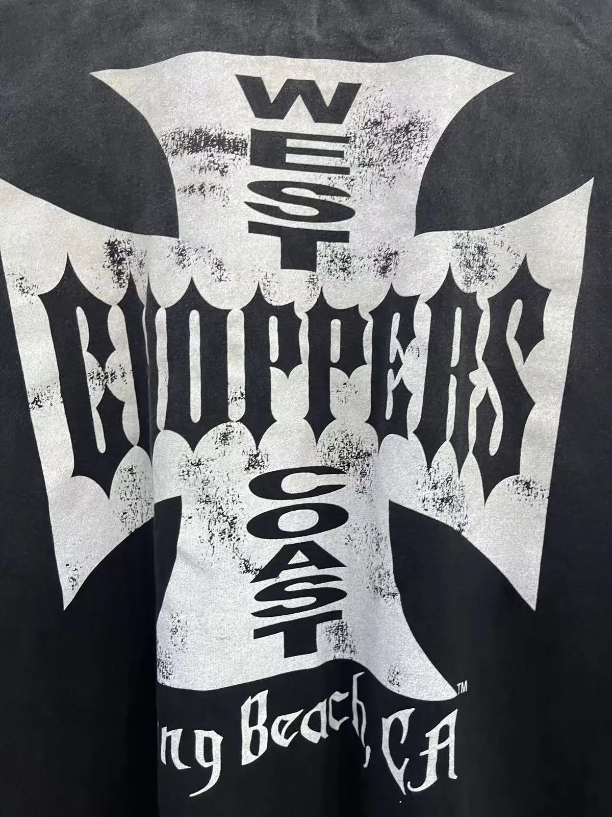 Men West Coast Choppers Cotton Distressed Cross Print Shirt