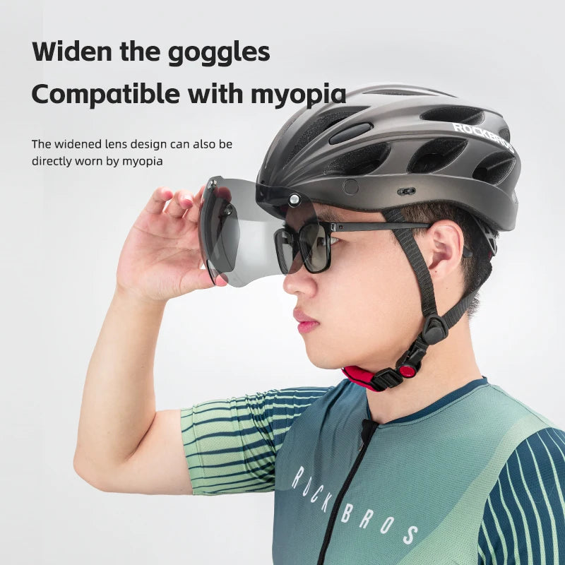 ROCKBROS Cycling Helmet Lightweight Protective Design With Goggles