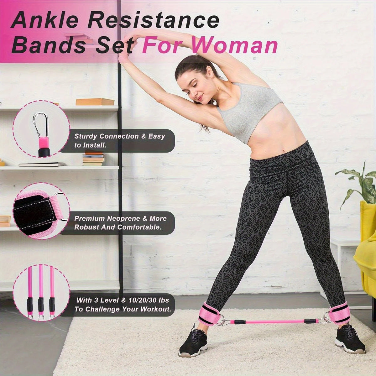Home Gym Resistance Bands Leg Hip Toning Exercise Set