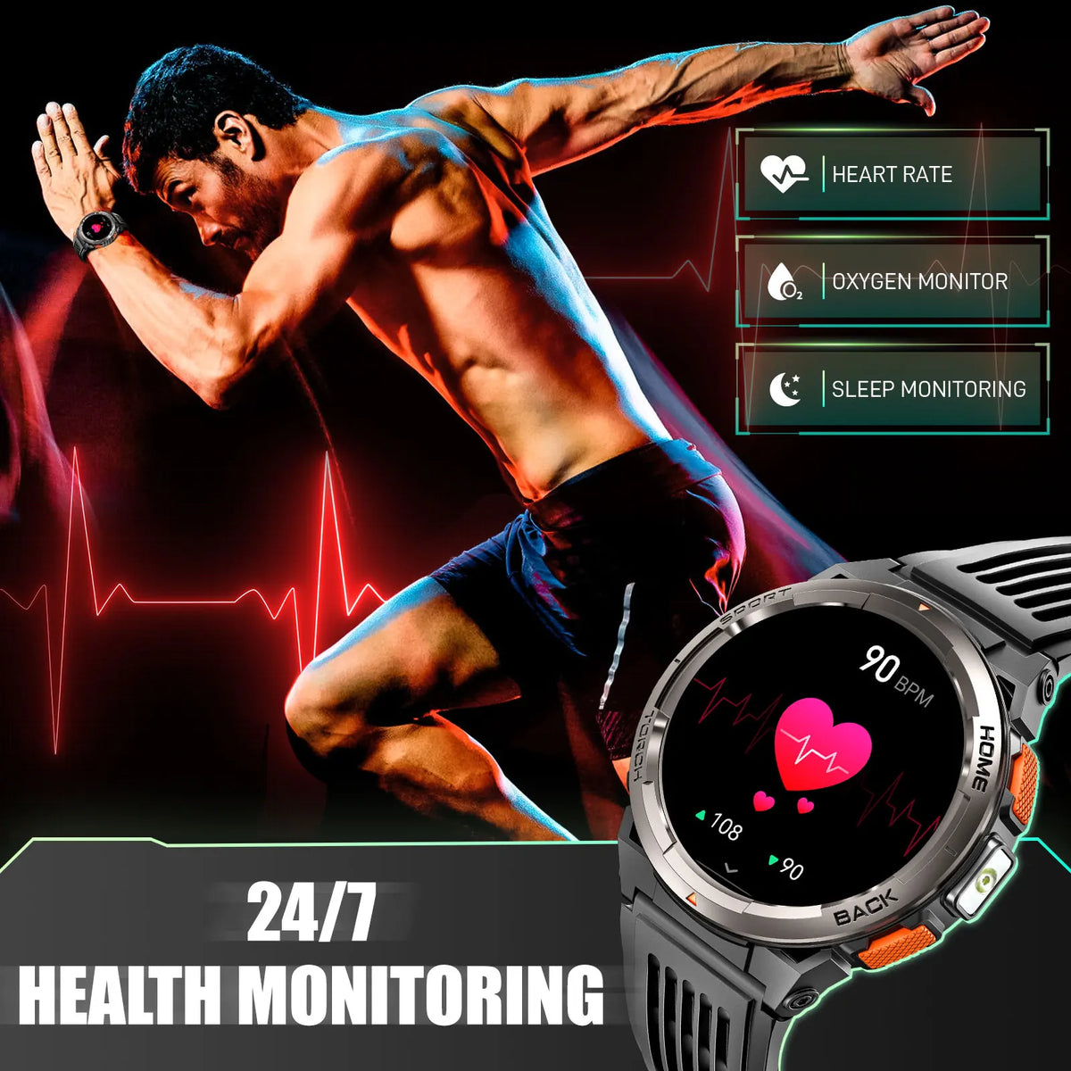EIGIIS KE5 Sports Smart Watch With Compass Barometer And Flashlight