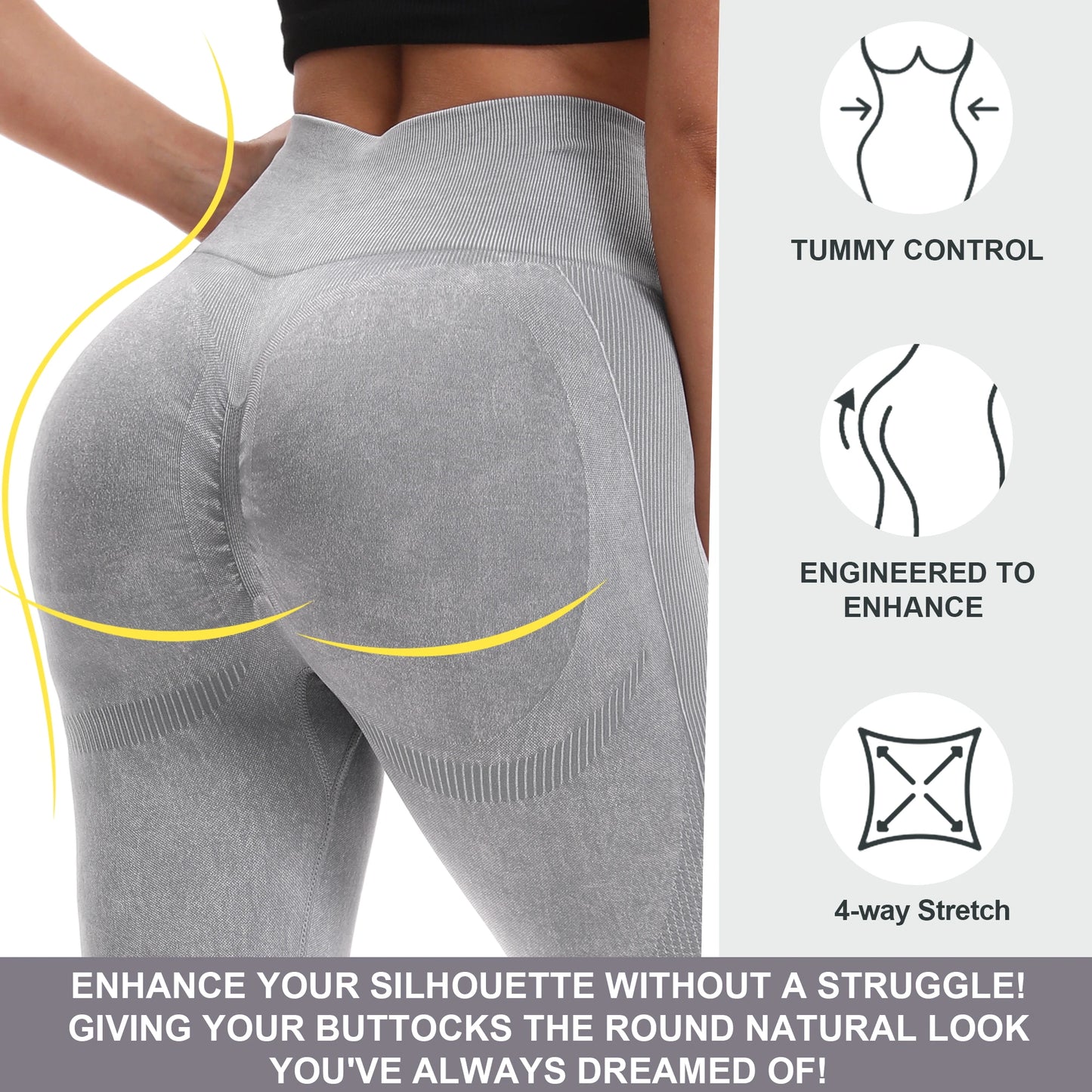 Women Seamless High Waisted Butt Lifting Yoga Leggings