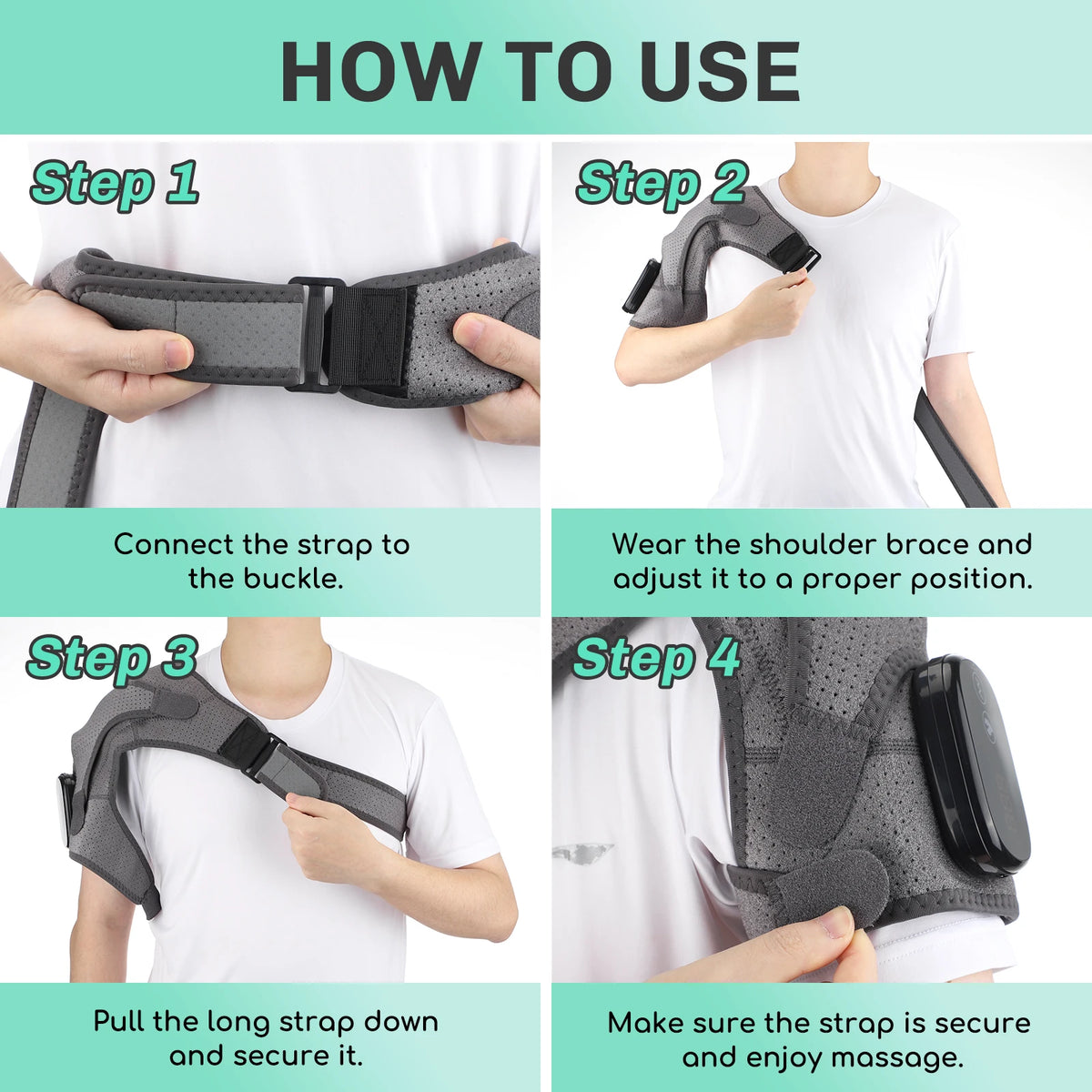 Hailicare Adjustable Heated Vibration Shoulder Brace Support