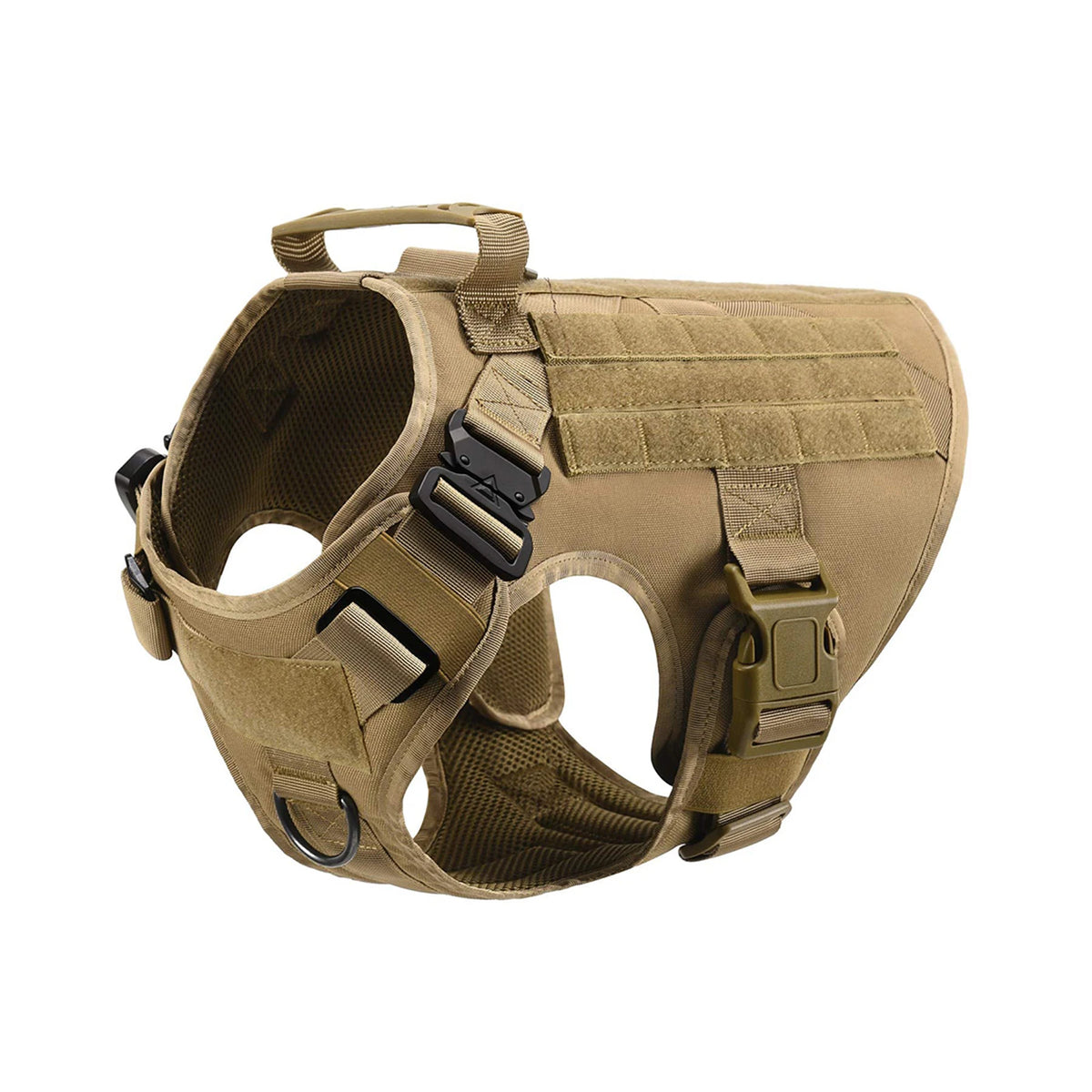 Tactical Padded Dog Harness With Molle Pouches And Quick Buckle