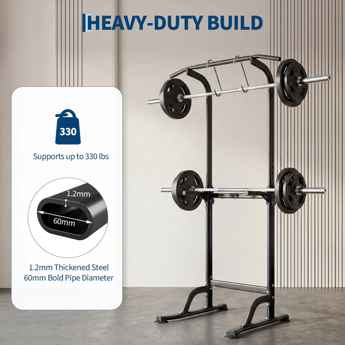 HiMiss Adjustable Power Tower Pull Up Dip Station Home Gym