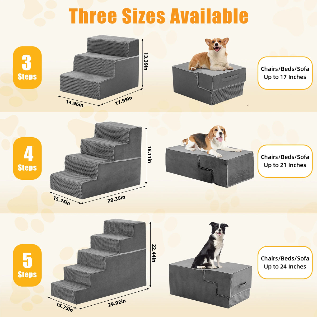 Foam Dog Stairs Ramp With Curved Steps Indoor Pet Safety