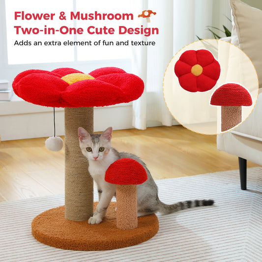 Pawz Road Mushroom Double Tier Cat Scratching Post Bed Toy