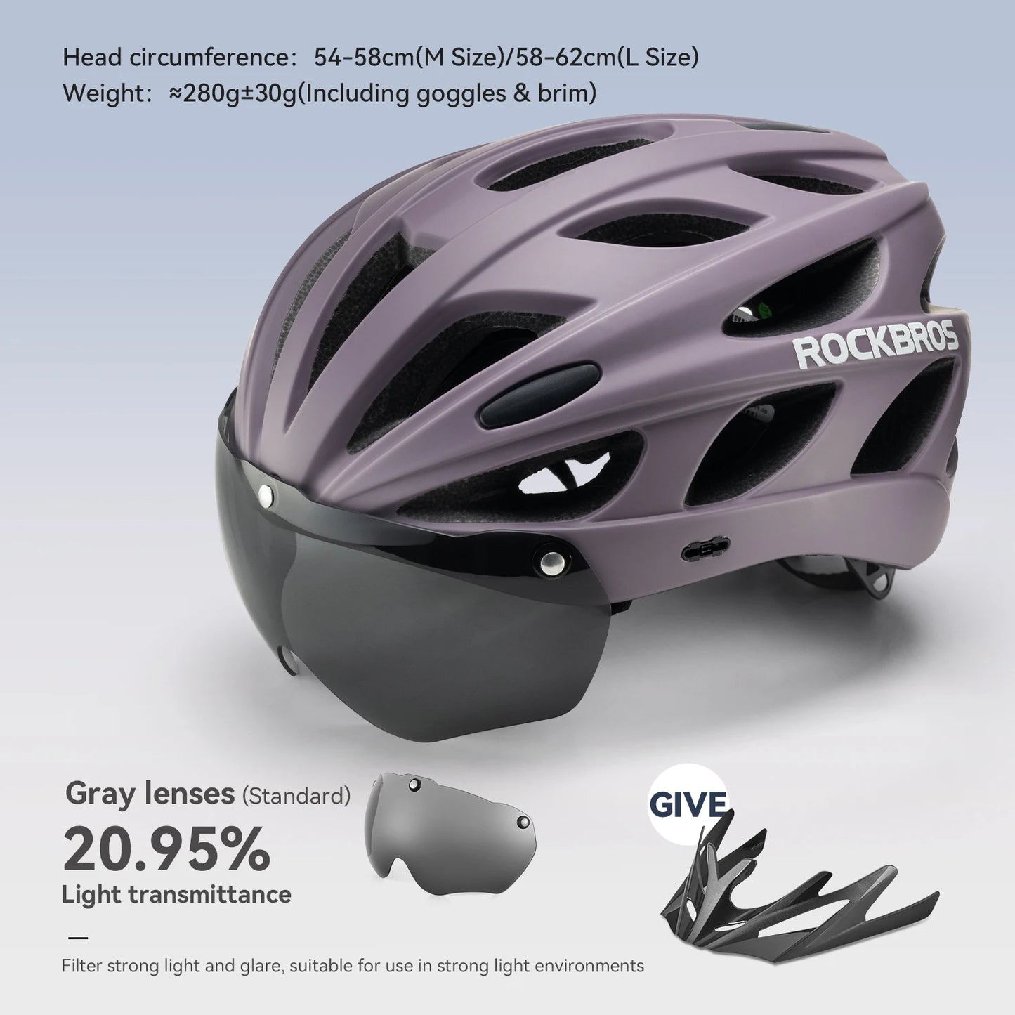 ROCKBROS Cycling Helmet Lightweight Protective Design With Goggles