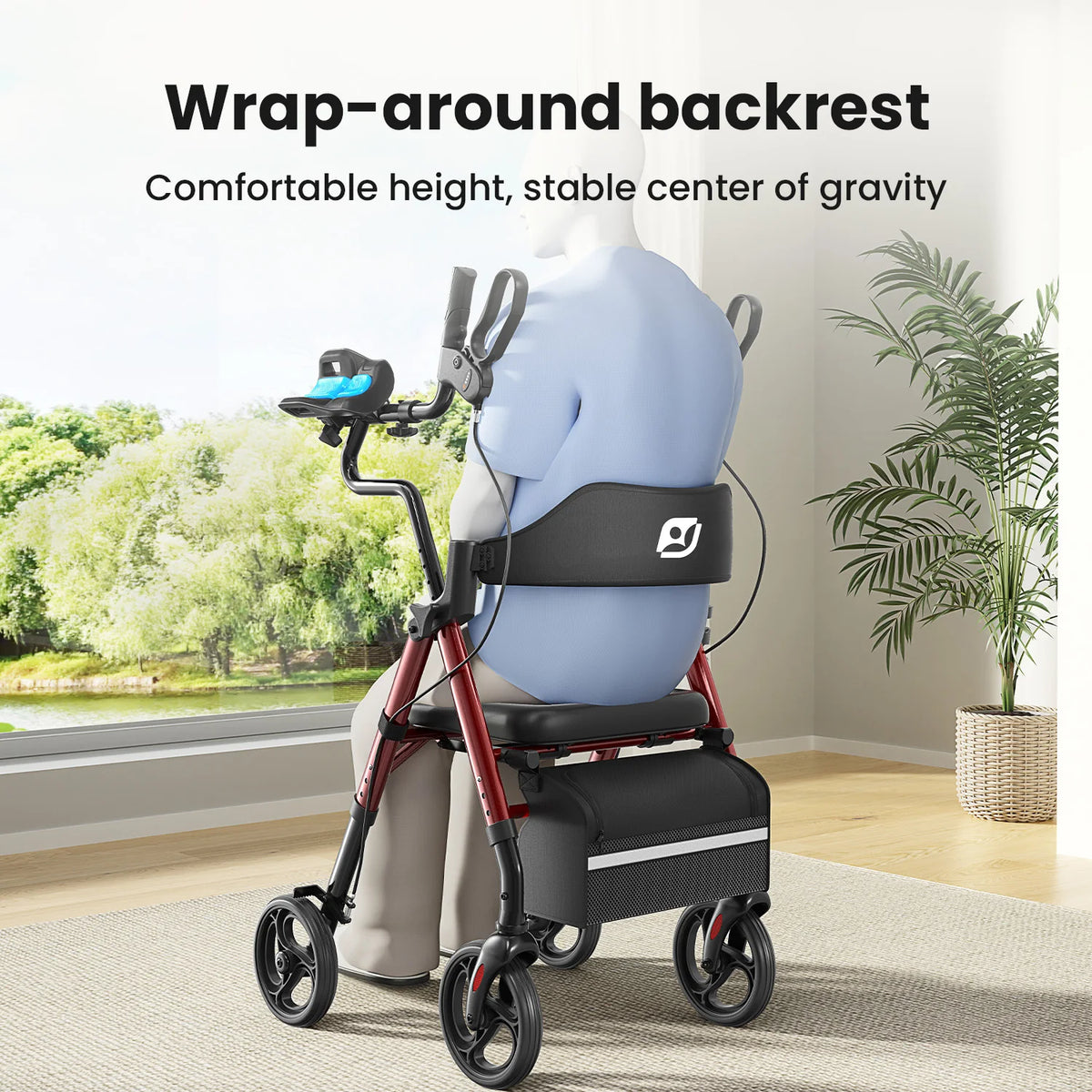 Maidesite Foldable Upright Walker With Padded Seat And Backrest