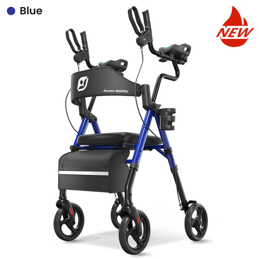 Maidesite Foldable Upright Walker With Padded Seat And Backrest