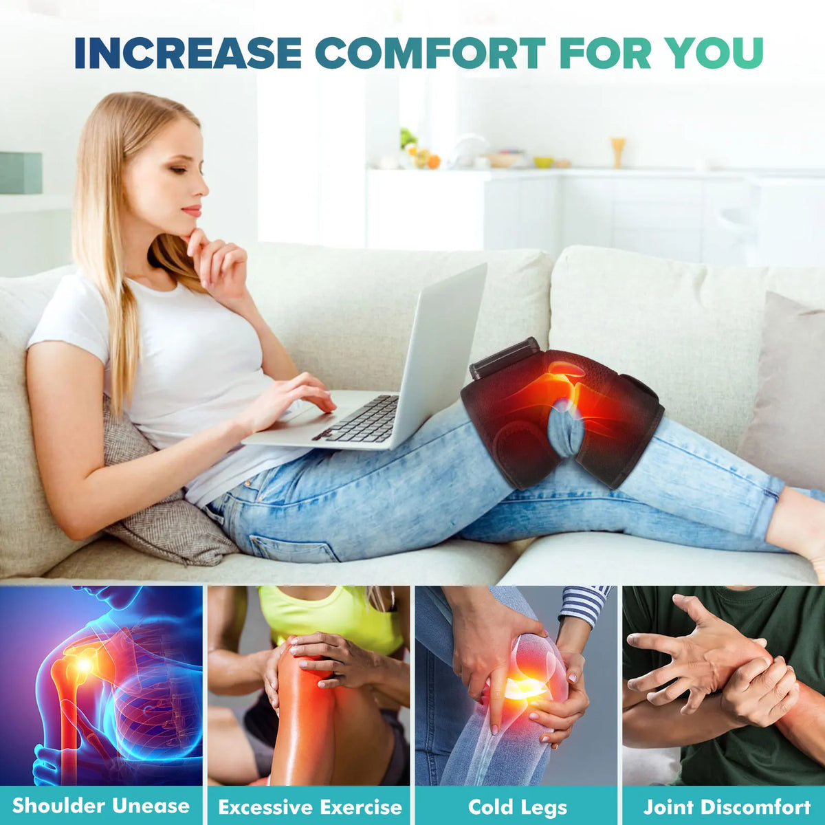 Hailicare Knee Heating Massager Electric Vibration Shoulder Elbow Joint Pads