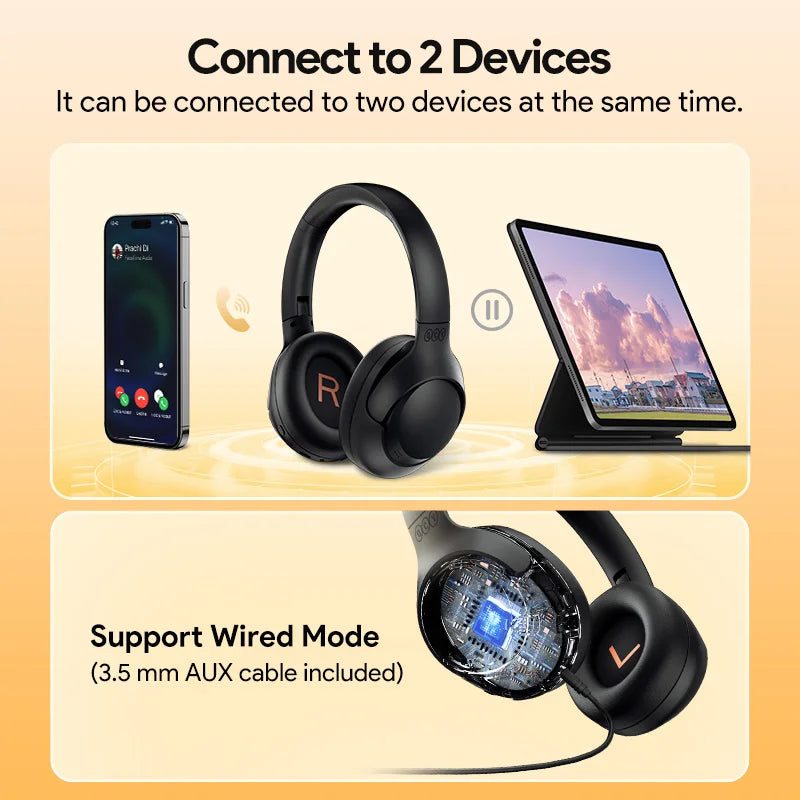 QCY H3 Over Ear Headphones With Hybrid Noise Cancellation