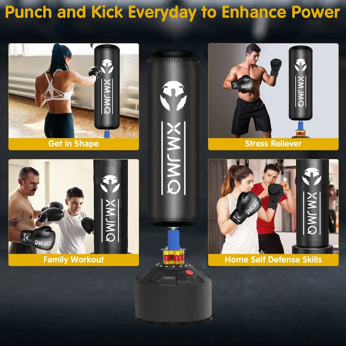 Lekaro Standing Boxing Suction Cup Training Sandbag With Gloves