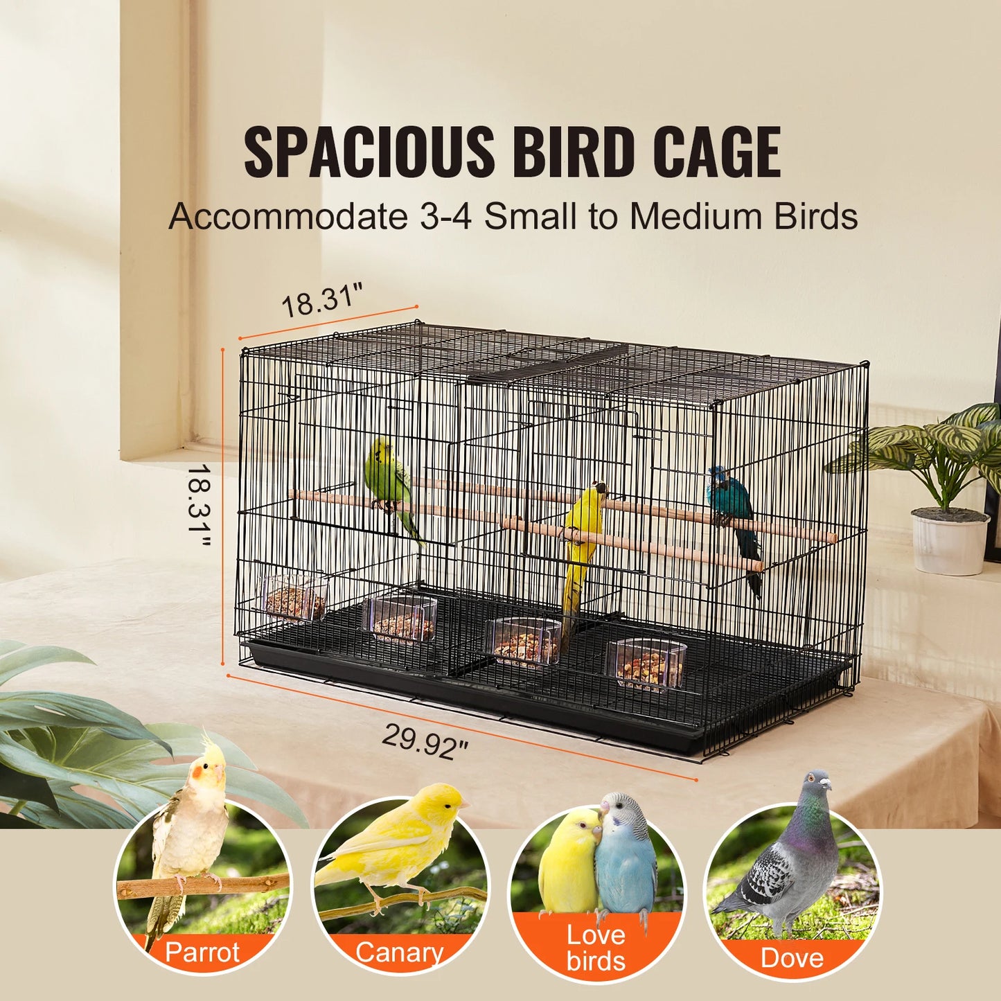 SucceBuy Travel Bird Cage With Secure Dual Compartment Design