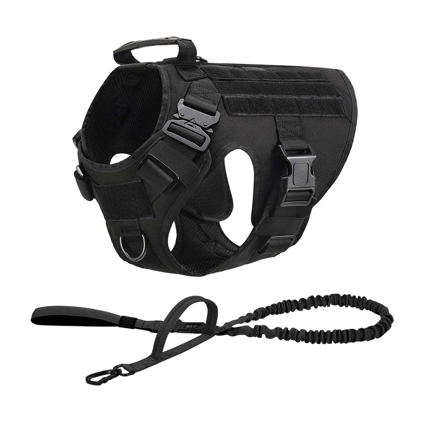 Tactical Padded Dog Harness With Molle Pouches And Quick Buckle