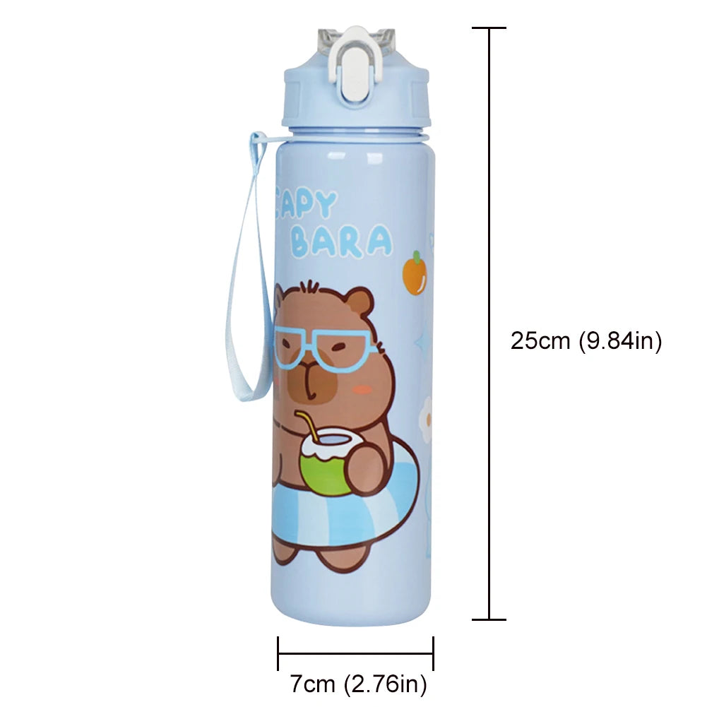 Capybara Travel Water Bottle With Straw And Secure Handle