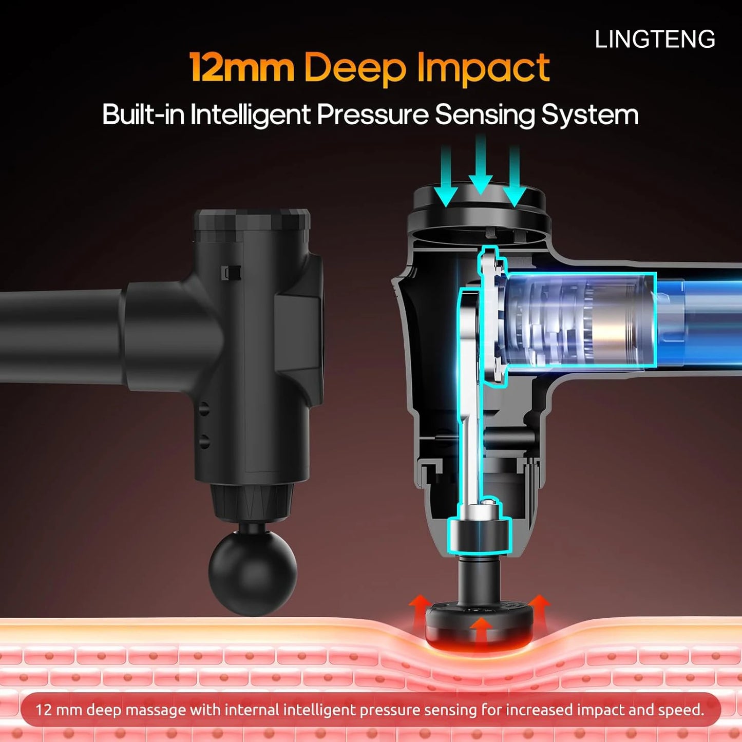 Lingteng Heating Percussion Massage Gun For Deep Tissue Relief