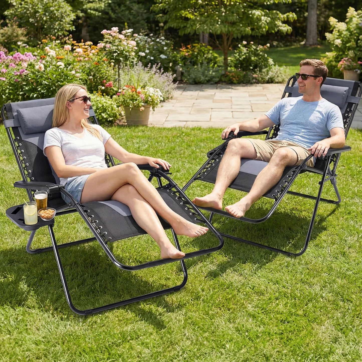 JHK Zero Gravity Foldable Reclining Patio Lounge Chair