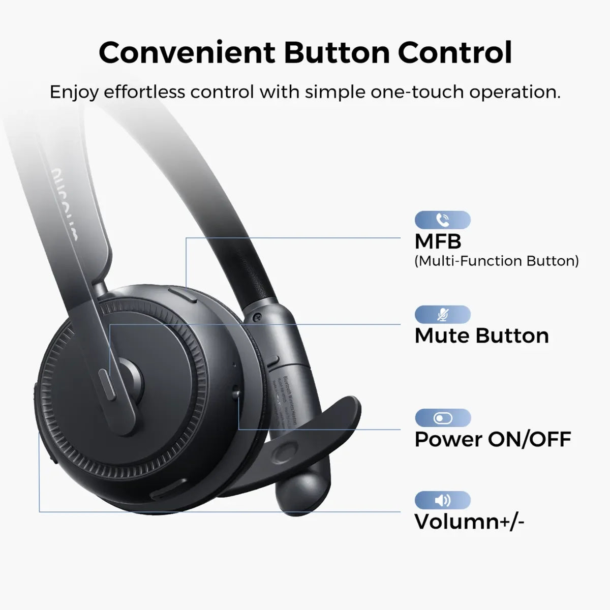 Nuroum Bluetooth Wireless Headset With Noise Cancelling Microphone