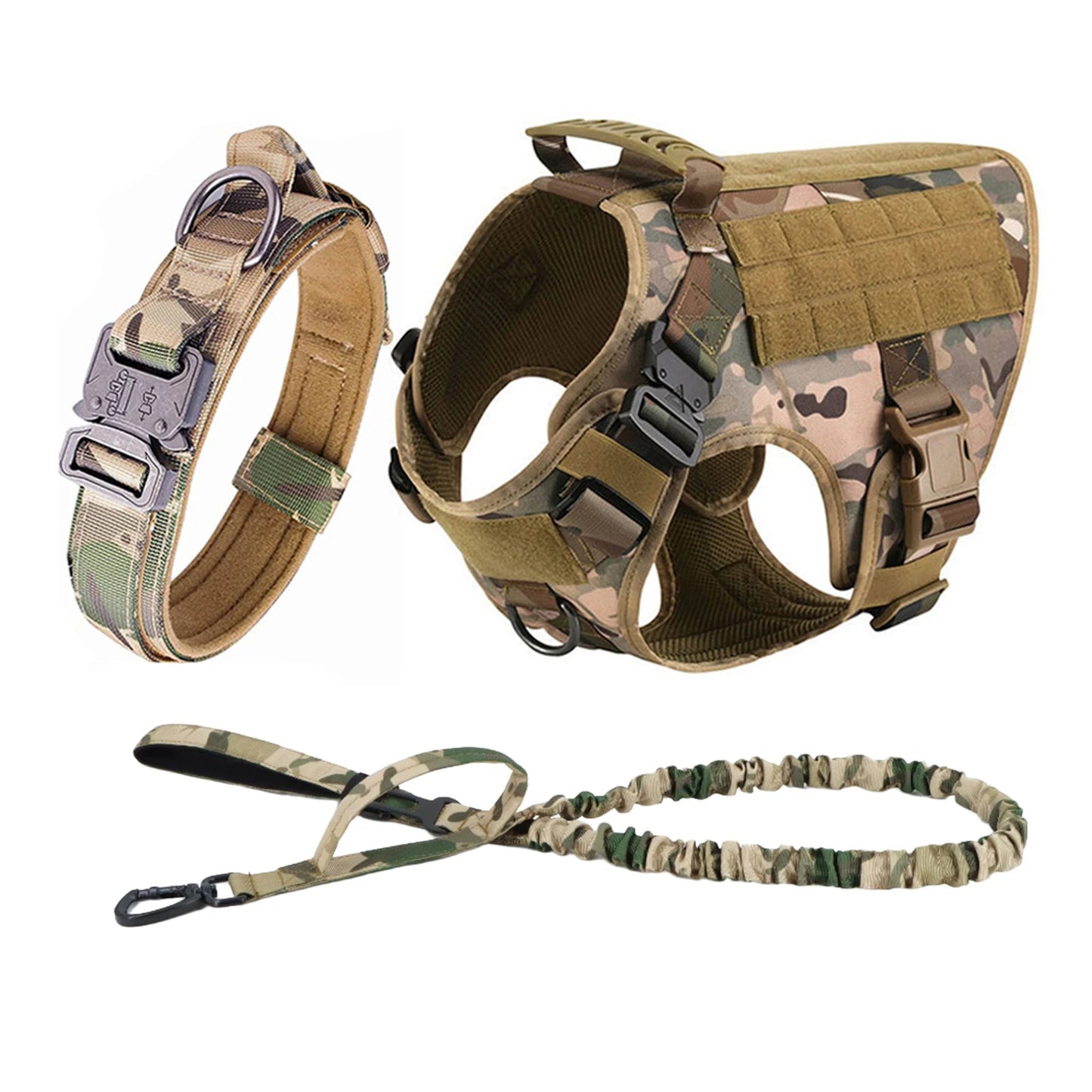 Tactical Padded Dog Harness With Molle Pouches And Quick Buckle