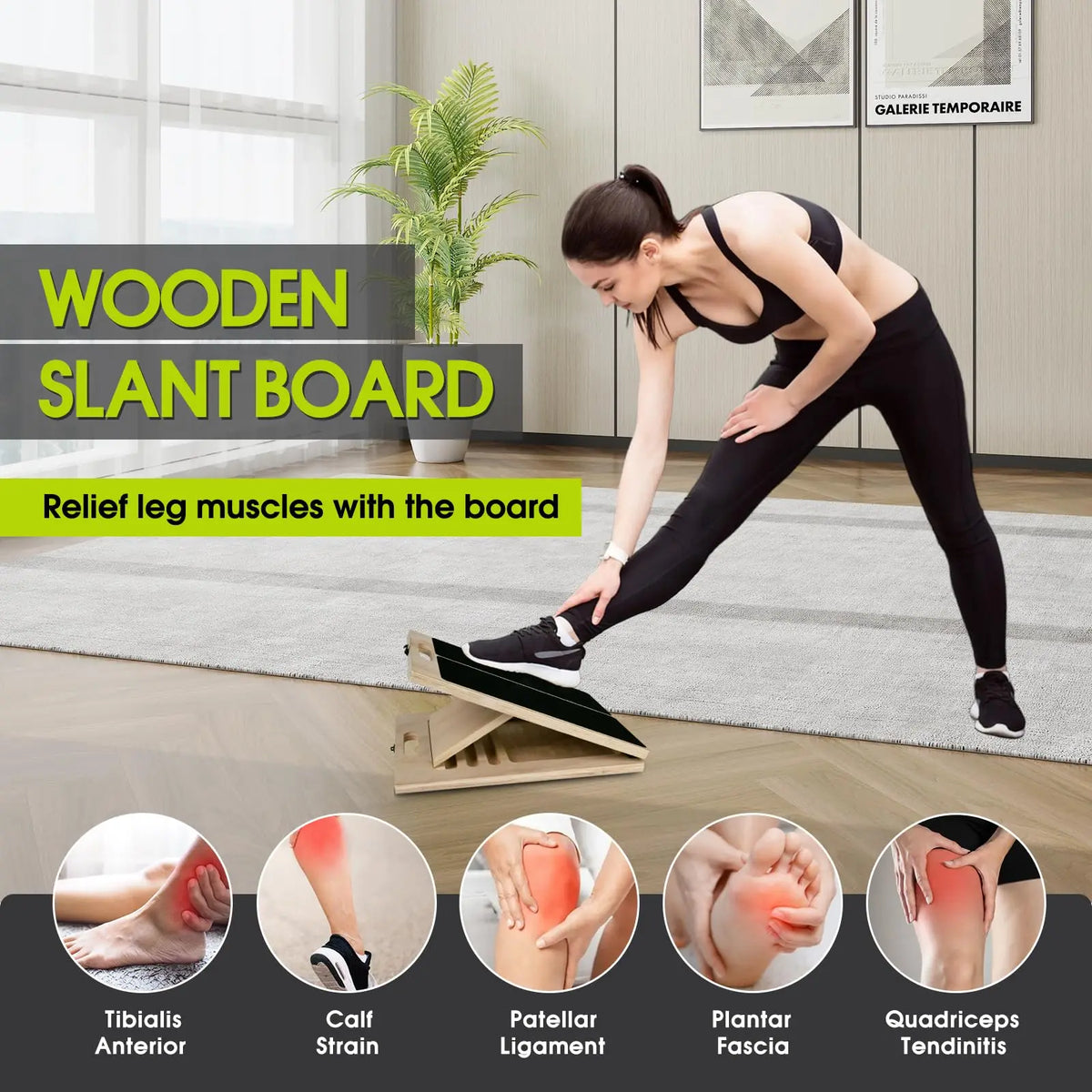 Adjustable Wooden Balance Board and Calf Stretcher for Training