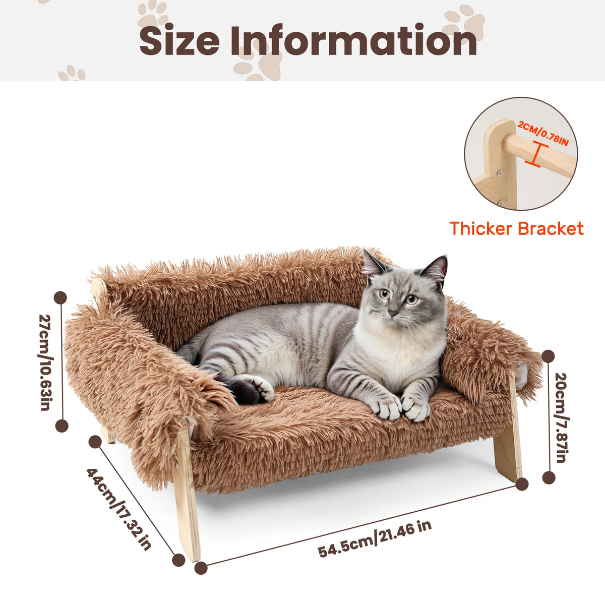 Sturdy Wooden Raised Cat Sofa Bed For Cozy Indoor Rest
