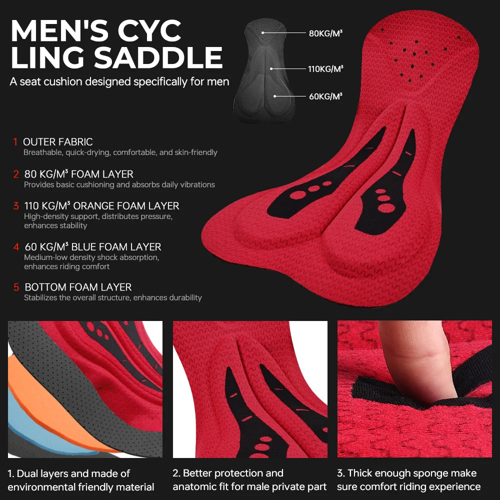 X-TIGER Men's Padded Cycling Bib Shorts for Long Distance Rides