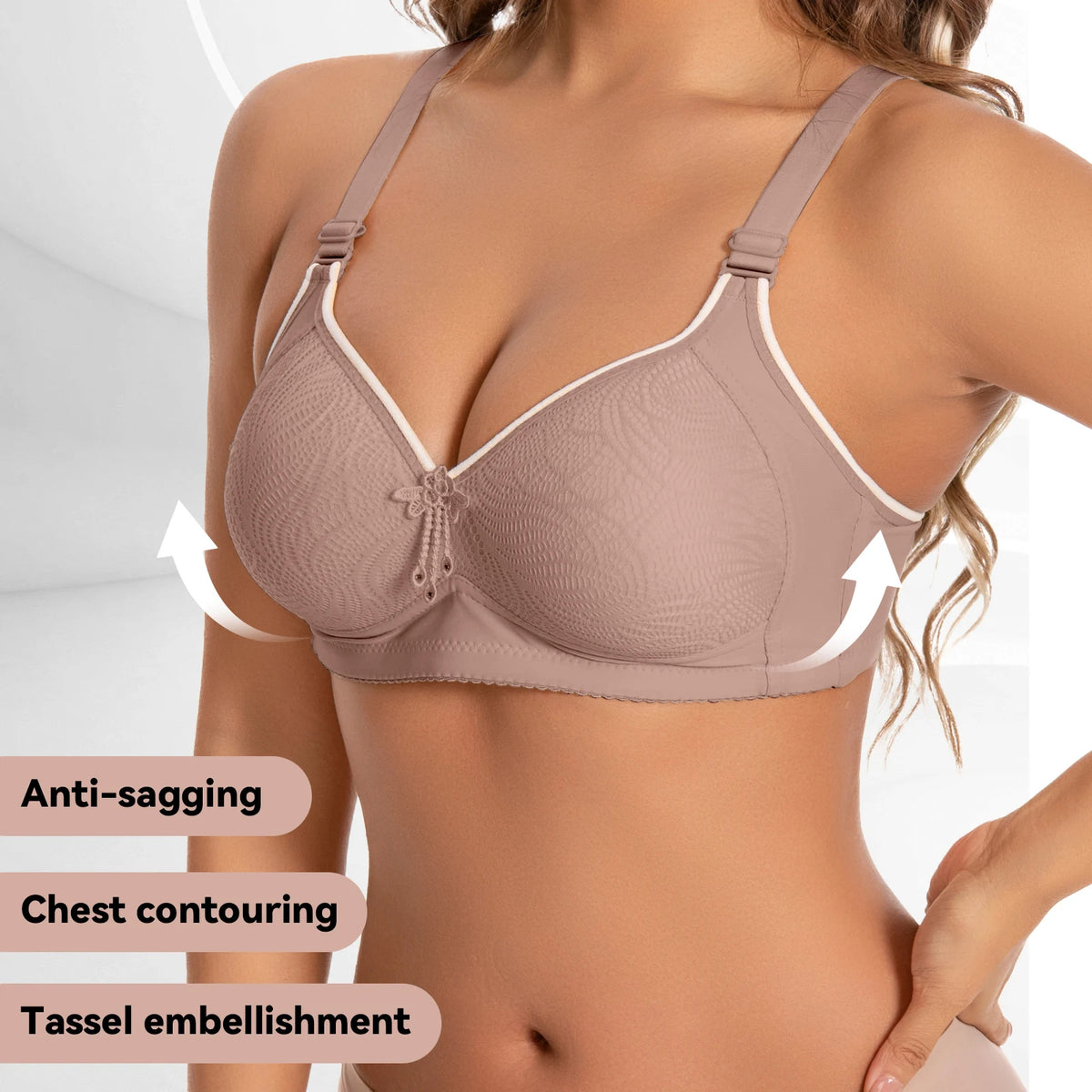 Women Seamless Tassel Wireless Push Up Bra With Adjustable Straps