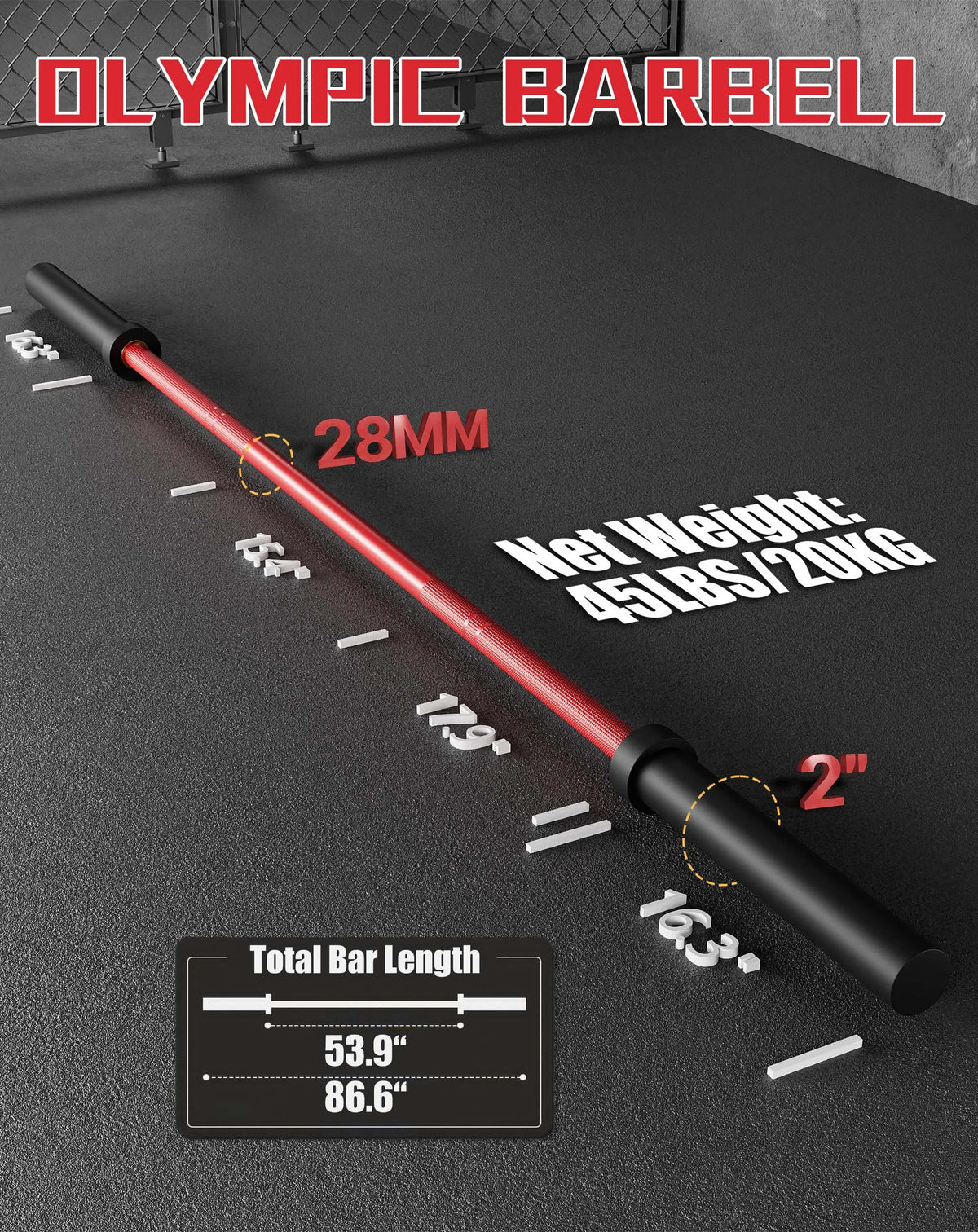 HiMISS Straight Barbell For Strength Training Chrome Finish
