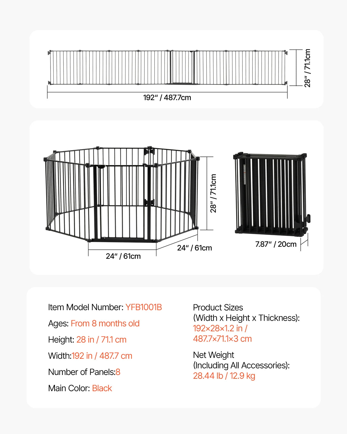 SucceBuy Pressure Mount Baby Pet Safety Gate For Doorways