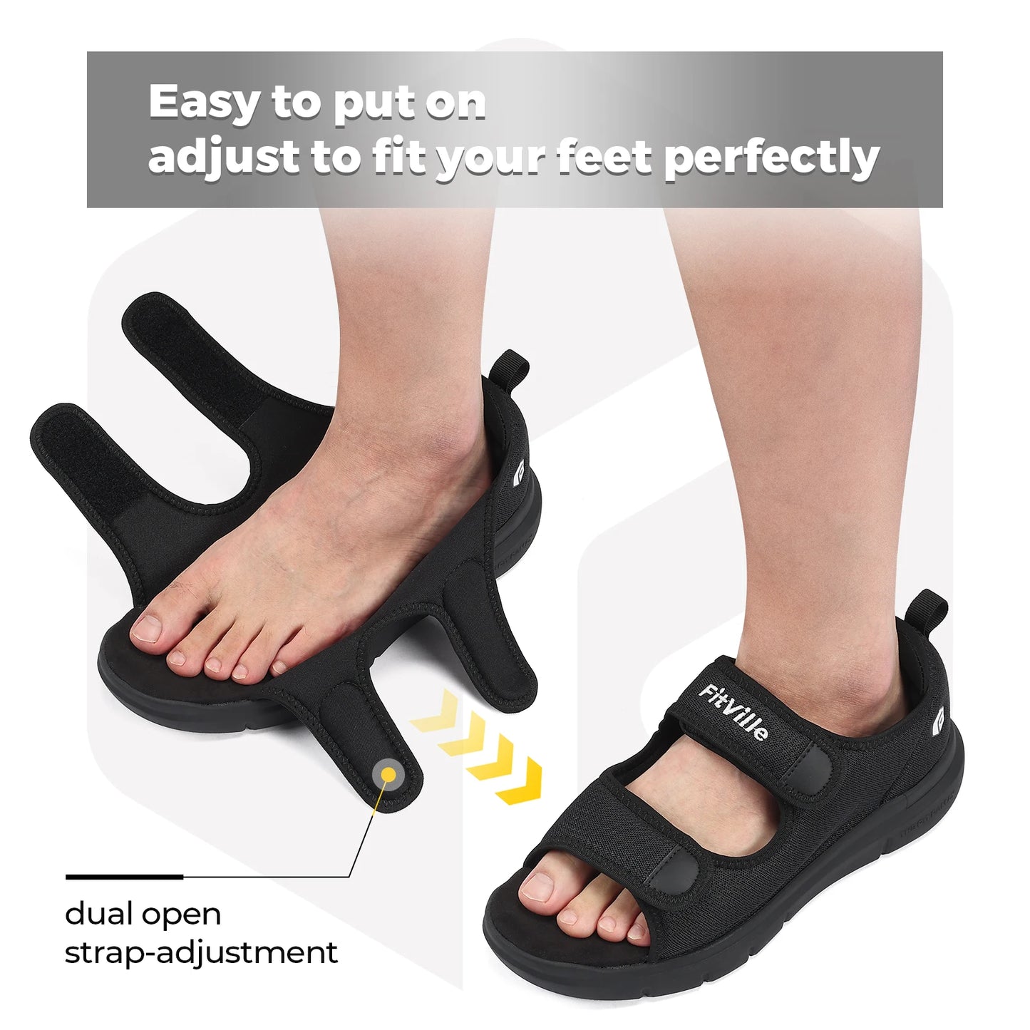 Fitville Wide Fit Men's Sandals For Plantar Fasciitis Relief