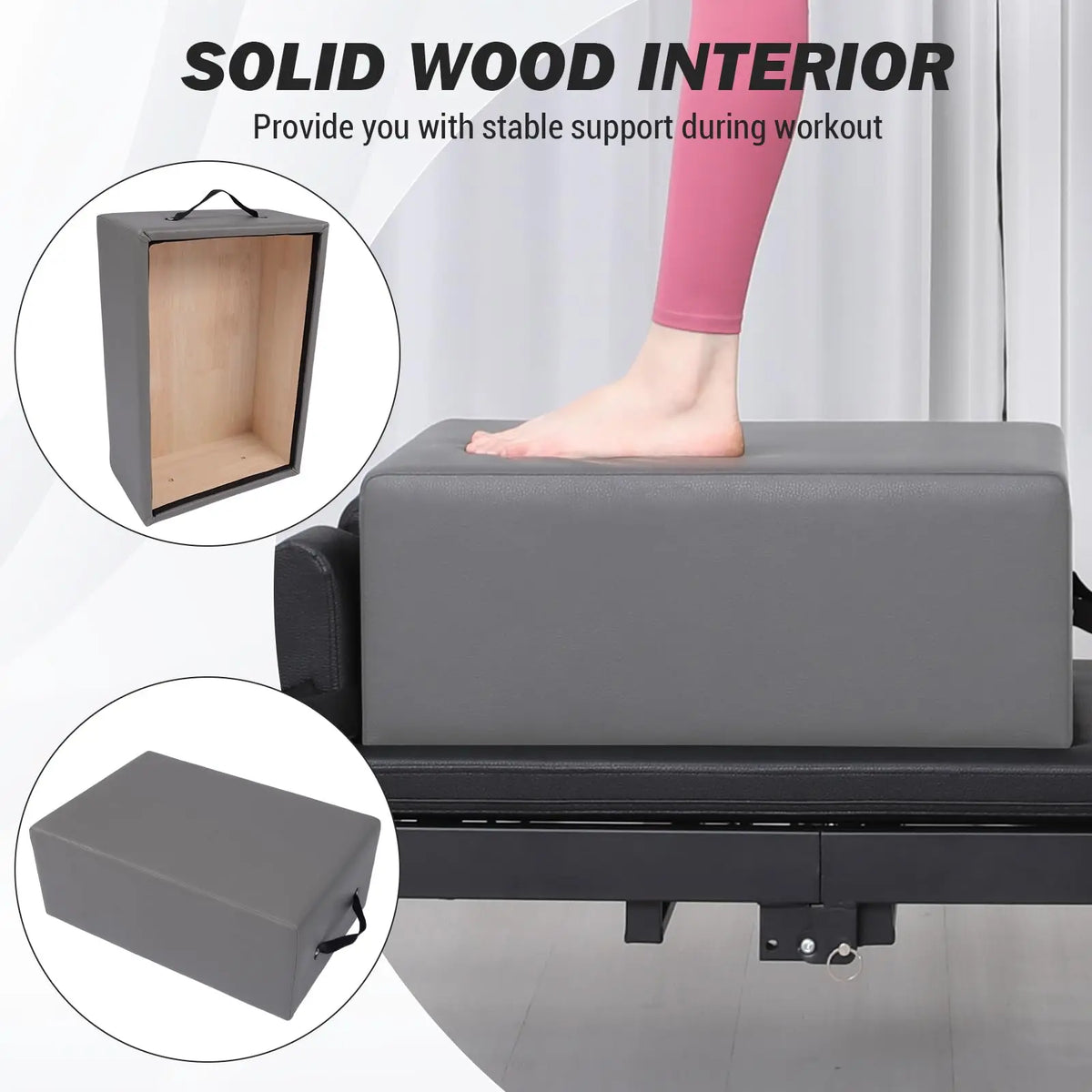HiMISS Portable Pilates Reformer Sitting Box Home Workout Accessory
