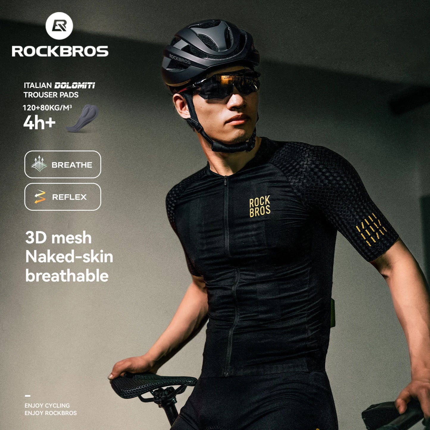 Rockbros Mens Lightweight Quick Dry Breathable Cycling Jersey Top
