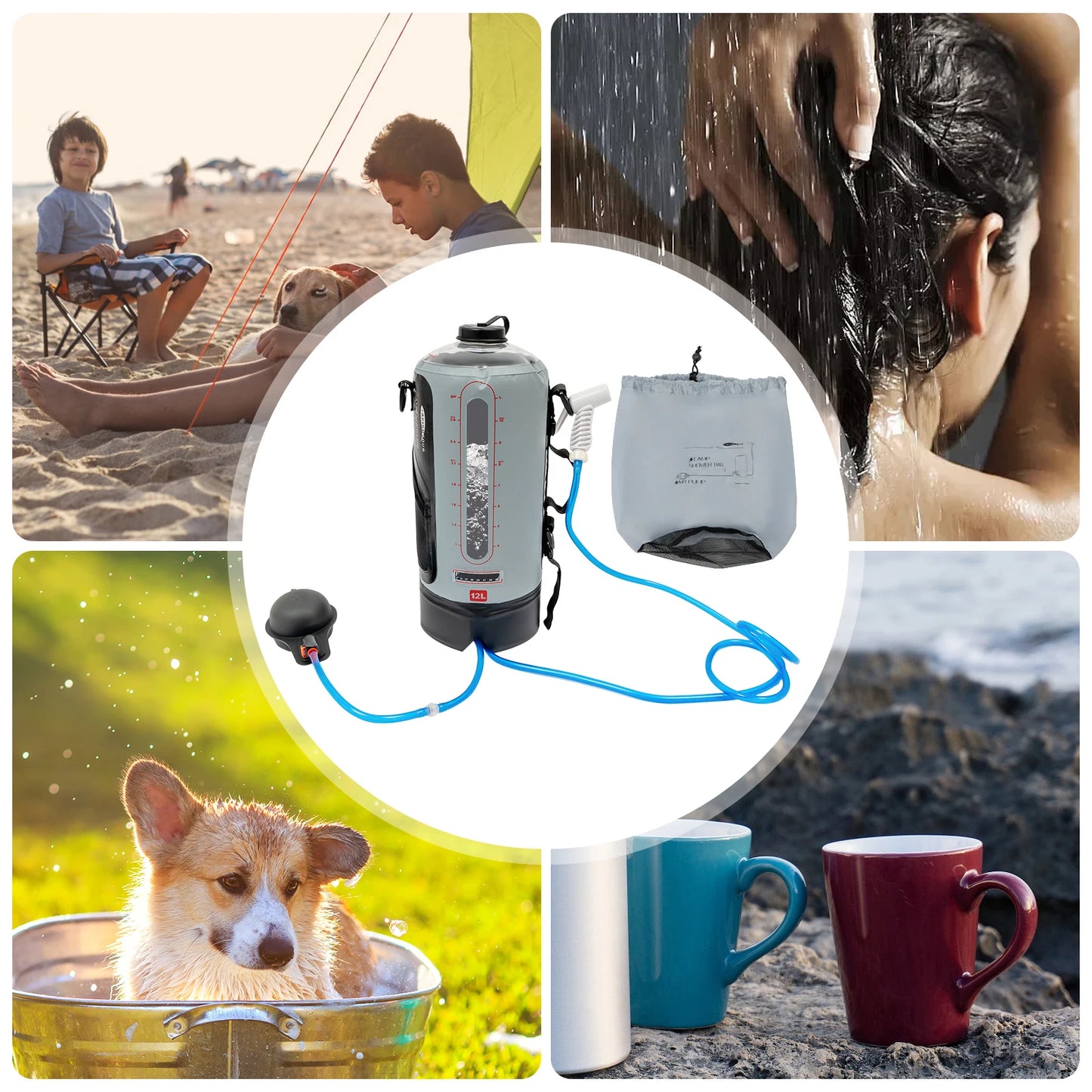 Bymaocar Portable Camping Shower Bag With Solar Heating And Hose