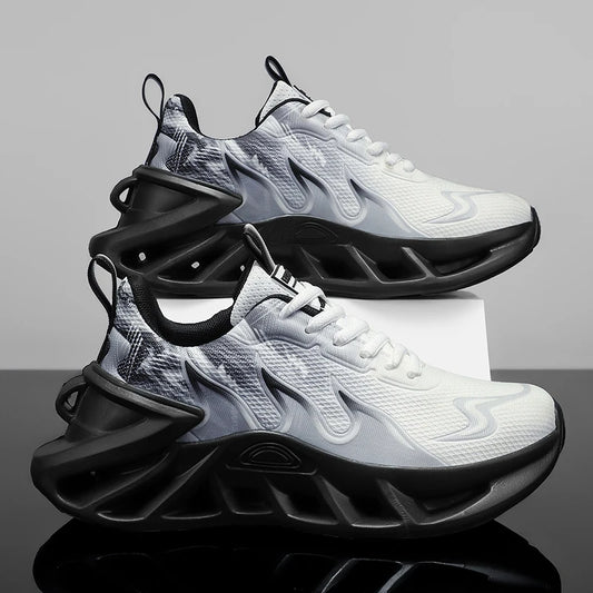 Women Gradient Print Blade Sneakers Breathable Flying Weave Mesh Hollow Out Shock Absorb Sole Lightweight Non Slip Lace Up Running Shoes Outdoor Gym Jogging Casual Sports Footwear 2026 New