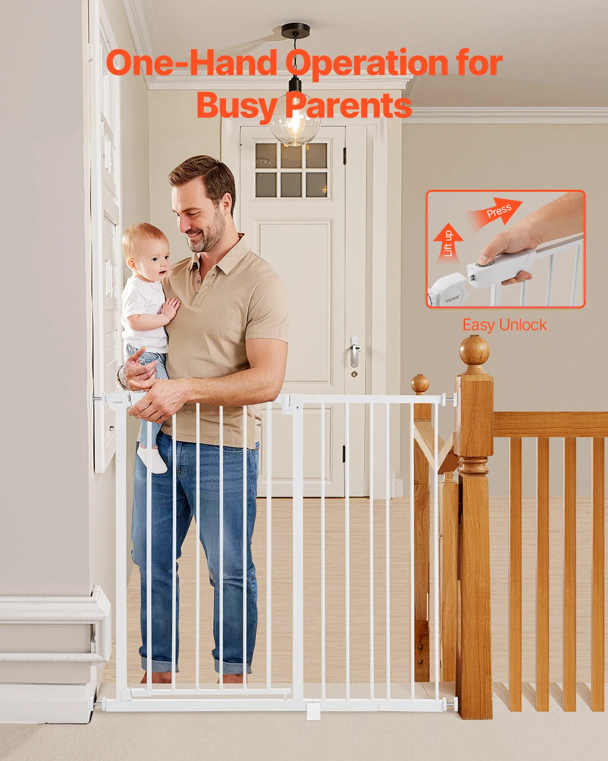 SucceBuy Pressure Mount Baby Pet Safety Gate For Doorways