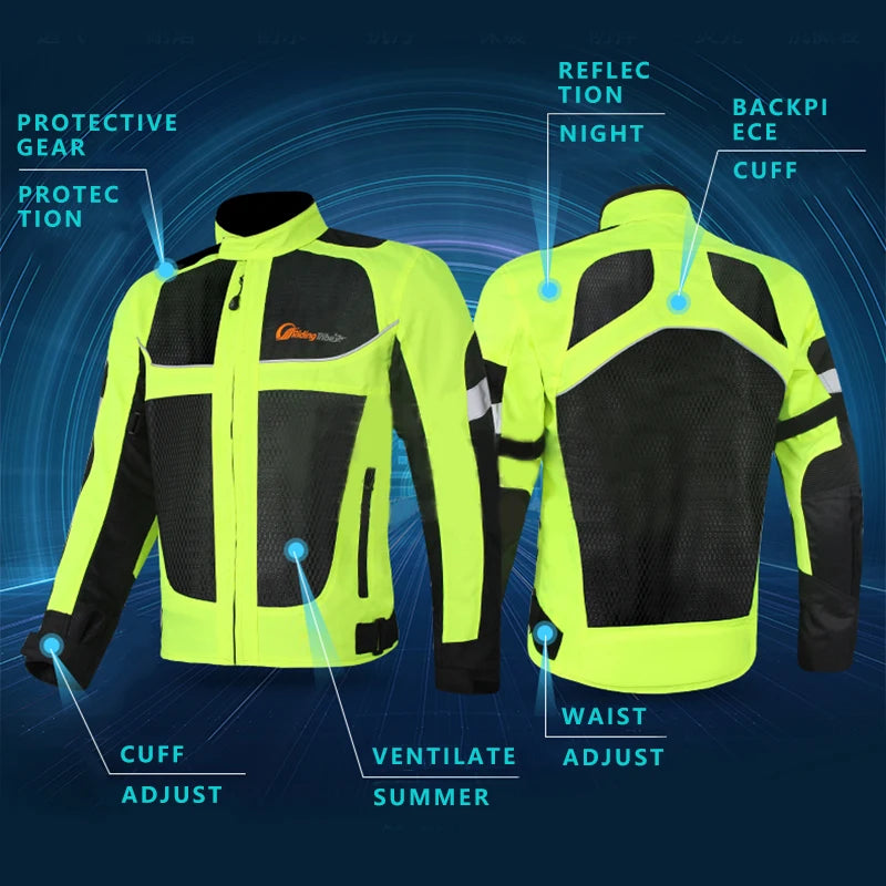 Motorcycle Reflective Padded Protective Riding Jacket