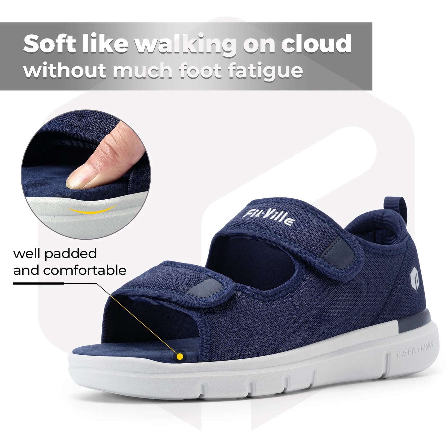 Fitville Wide Fit Men's Sandals For Plantar Fasciitis Relief
